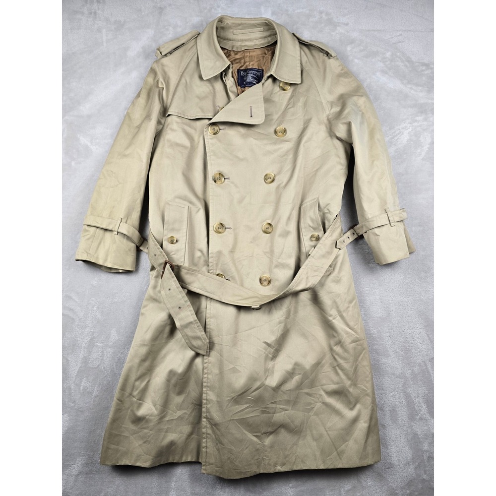 Burberrys Trench Coat Mens 50 Short Beige Nova Check Removable Wool Liner *Read